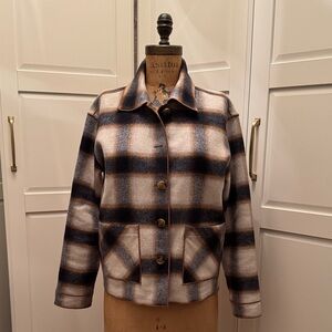 Plaid Women's Jacket - Blue and Cream